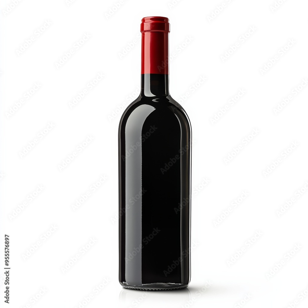 A bottle of red wine isolated against a white background highlighting its elegant design and rich color perfect for showcasing fine selections A bottle of red wine isolated against a white background highlighting its elegant design and rich color perfect for showcasing fine selections
