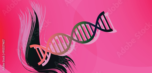 DNA, illustration, vector  shapes Double helix structure. Genetic engineering concept.