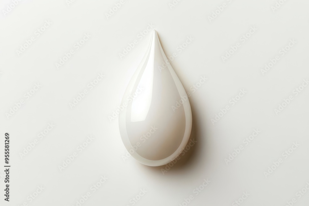 A single, glossy drop of liquid sitting on a smooth white surface in a bright setting A single, glossy drop of liquid sitting on a smooth white surface in a bright setting