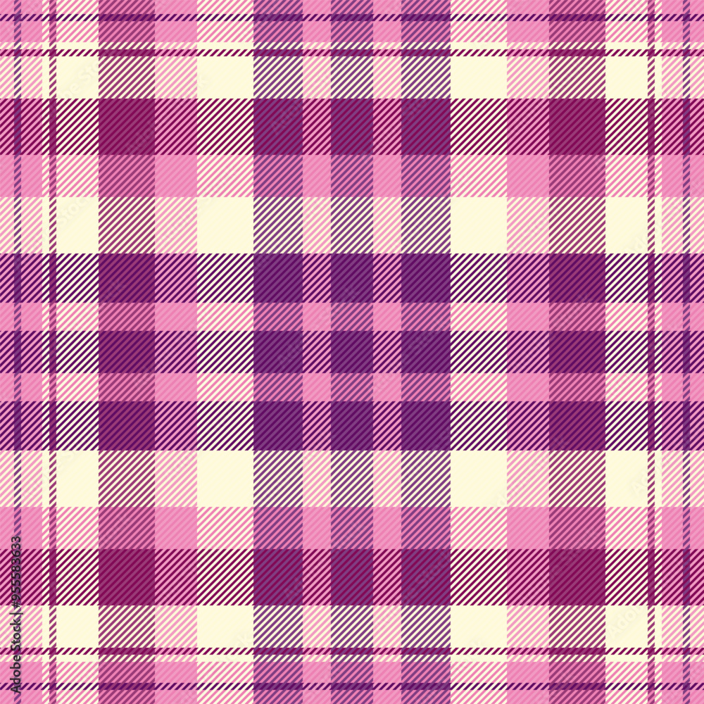 Plain pattern tartan vector, iconic seamless texture plaid. Structure check textile background fabric in pink and purple colors. Plain pattern tartan vector, iconic seamless texture plaid. Structure check textile background fabric in pink and purple colors.