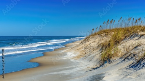 North Carolina Dune Erosion. Atlantic Coastline erosion control at the Outer Banks