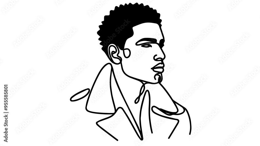 fashionable black man line art drawing vector fashionable black man line art drawing vector