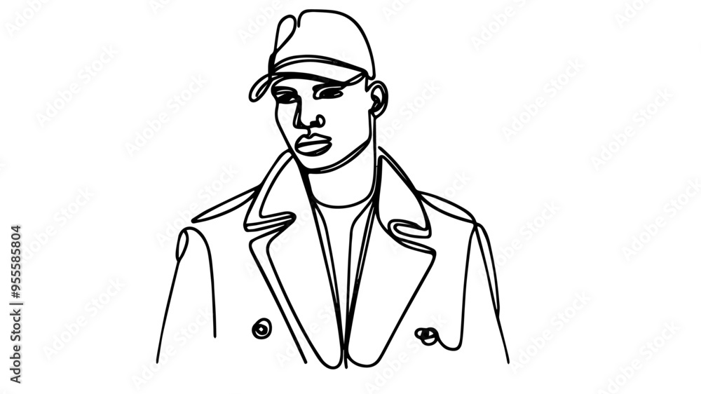 portrait of a stylish black man line art vector portrait of a stylish black man line art vector