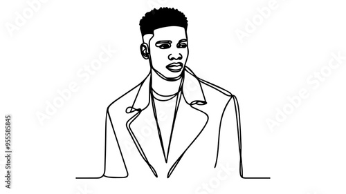 portrait of a black man one line art drawing vector