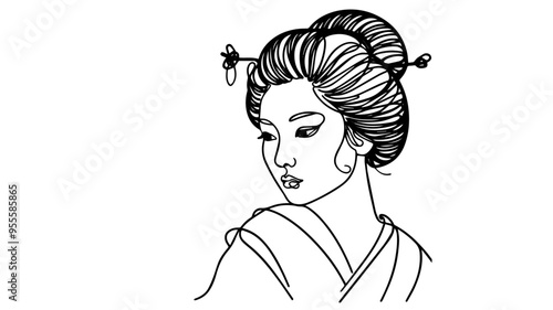 japanese geisha line art vector