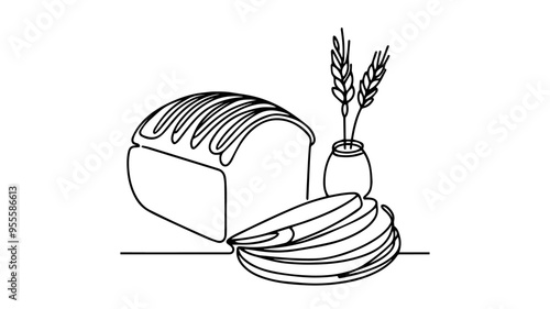 sliced sourdough bread line art vector