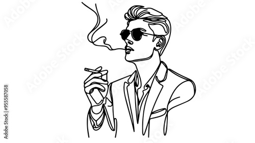 Stylish man smoking a cigarette 3