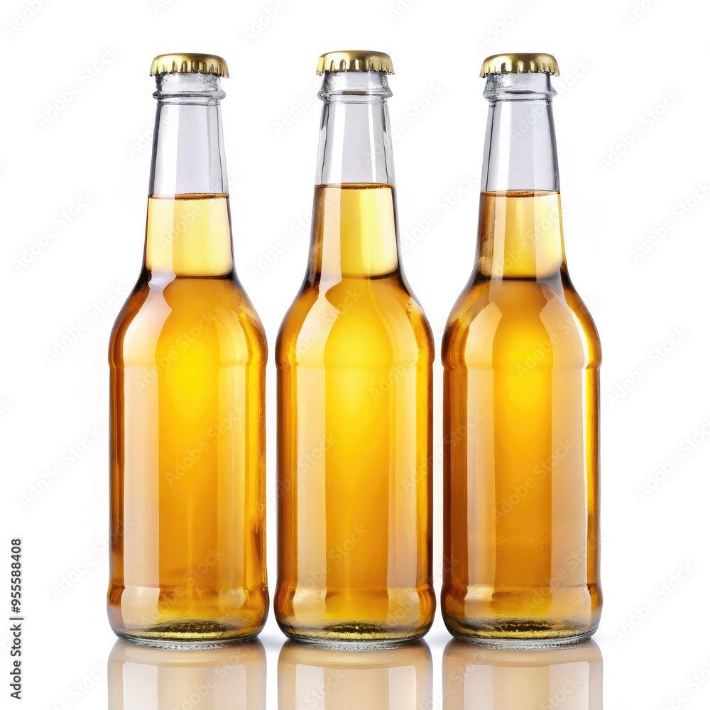 Transparent glass beer bottles arranged on a standard measurement scale. Generative AI Transparent glass beer bottles arranged on a standard measurement scale. Generative AI