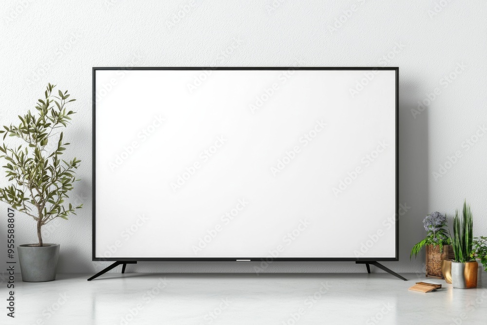 TV screen mockup on isolated background created with Generative AI TV screen mockup on isolated background created with Generative AI