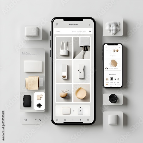 Minimalist and modern digital platform with soft gradients and natural textures for e commerce