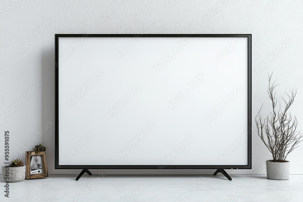 TV screen mockup on isolated background created with Generative AI TV screen mockup on isolated background created with Generative AI