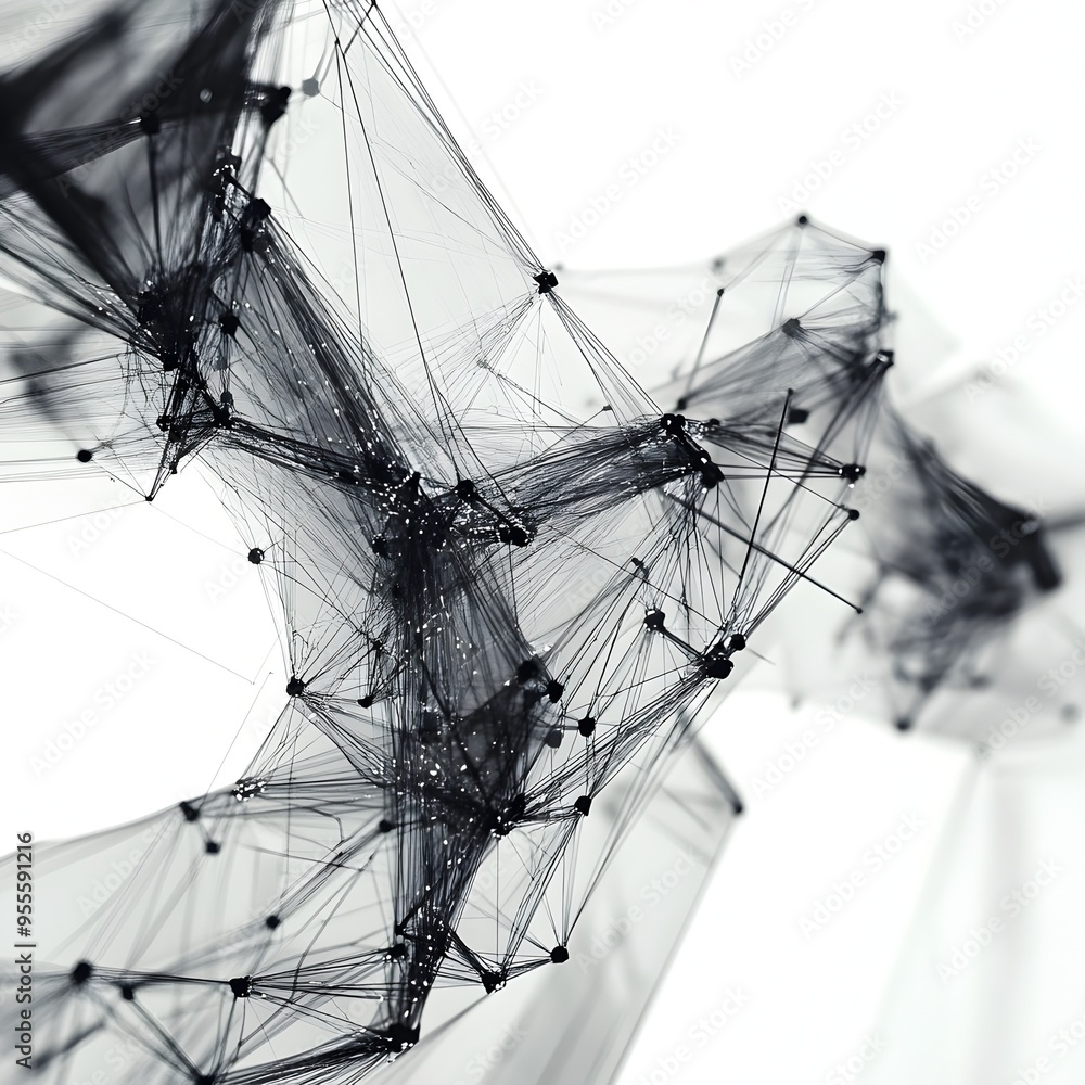 Fototapeta premium Modular Wireframe Architecture Design in Futuristic Style