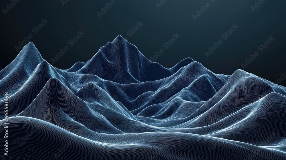 Fototapeta premium An abstract outline of mountains with flowing lines, creating a modern and stylish design with ample room for messaging.