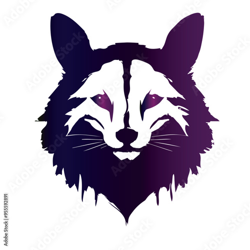 Elegant black fox with pink eyes logo art