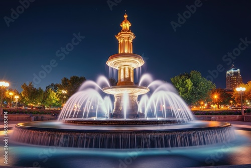 Kansas City Fountain. J.C. Nichols Memorial at Country Club Plaza, Tower in City Landscape