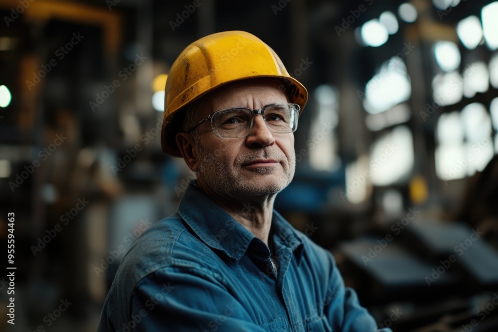 Older Man Blue Collar. Senior Engineer Working in Factory Repairing Metal Machinery Older Man Blue Collar. Senior Engineer Working in Factory Repairing Metal Machinery