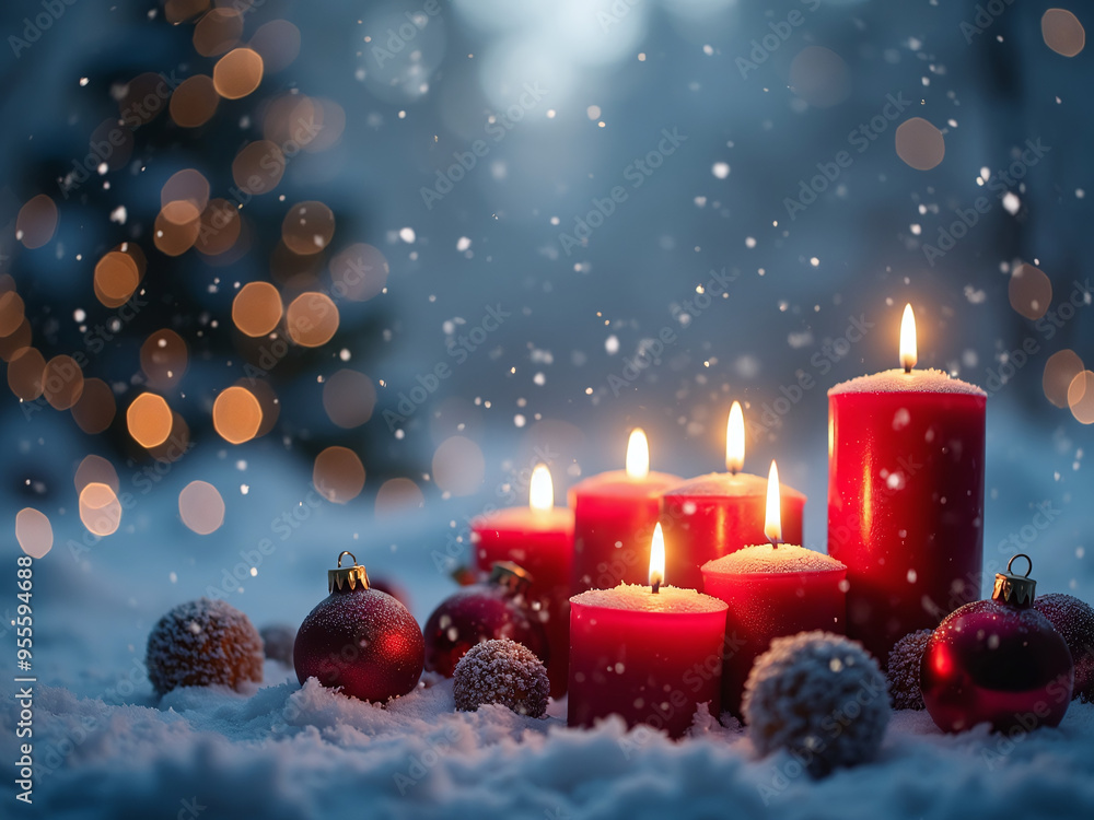 christmas decoration with candles and balls christmas decoration with candles and balls