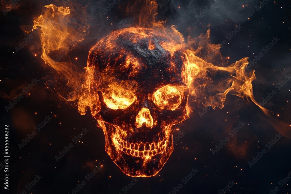 Fiery Skull of Embers: A Symbol of Intense Transformation and Rebirth in Darkness Fiery Skull of Embers: A Symbol of Intense Transformation and Rebirth in Darkness