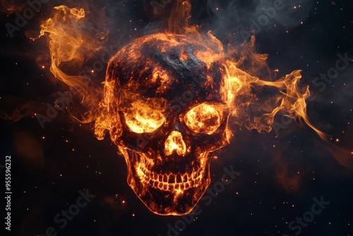 Fiery Skull of Embers: A Symbol of Intense Transformation and Rebirth in Darkness