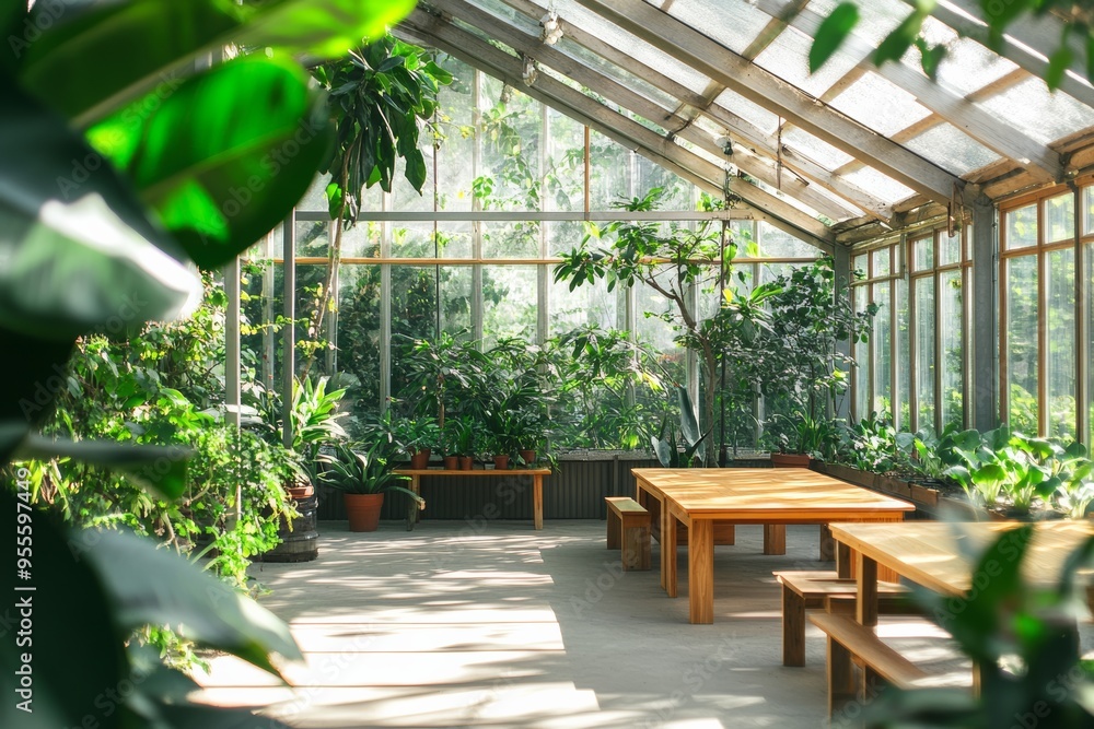 Serene Greenhouse Meeting SpaceLush Plants and Sunlit Tranquility for Inspiration Serene Greenhouse Meeting SpaceLush Plants and Sunlit Tranquility for Inspiration