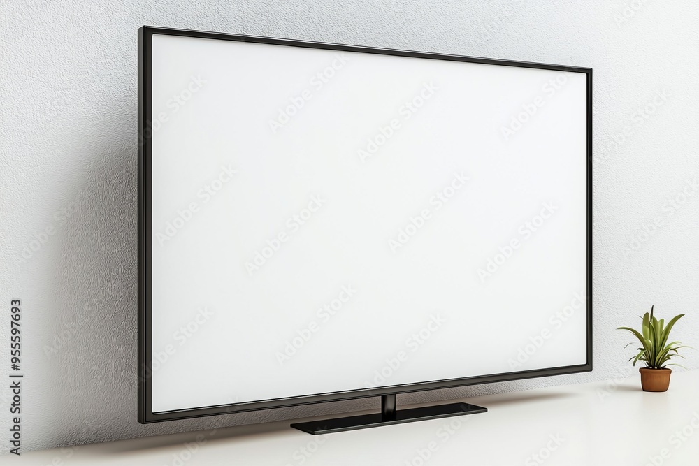 Fototapeta premium TV screen mockup on isolated background created with Generative AI