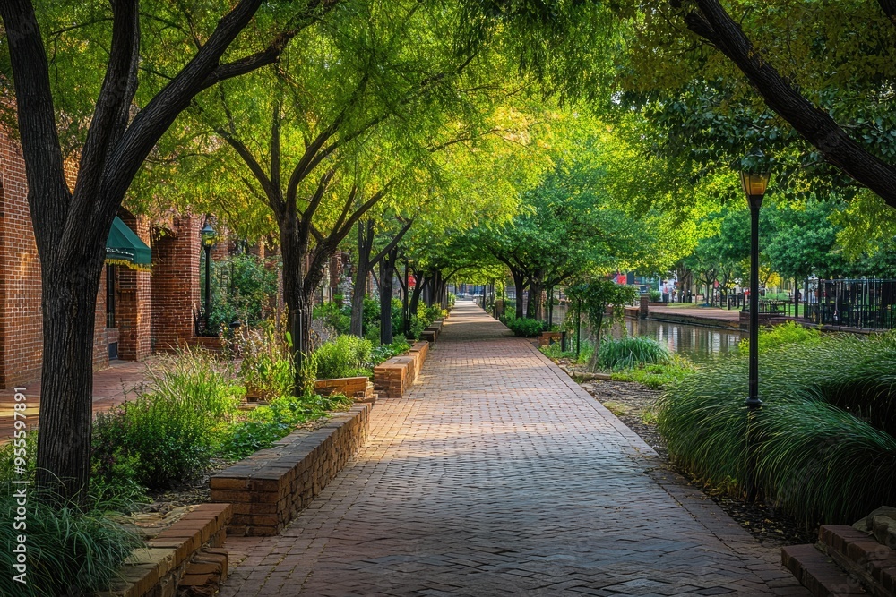 Oklahoma City Bricktown: Canal Park Tree Nature Path Landscape Oklahoma City Bricktown: Canal Park Tree Nature Path Landscape