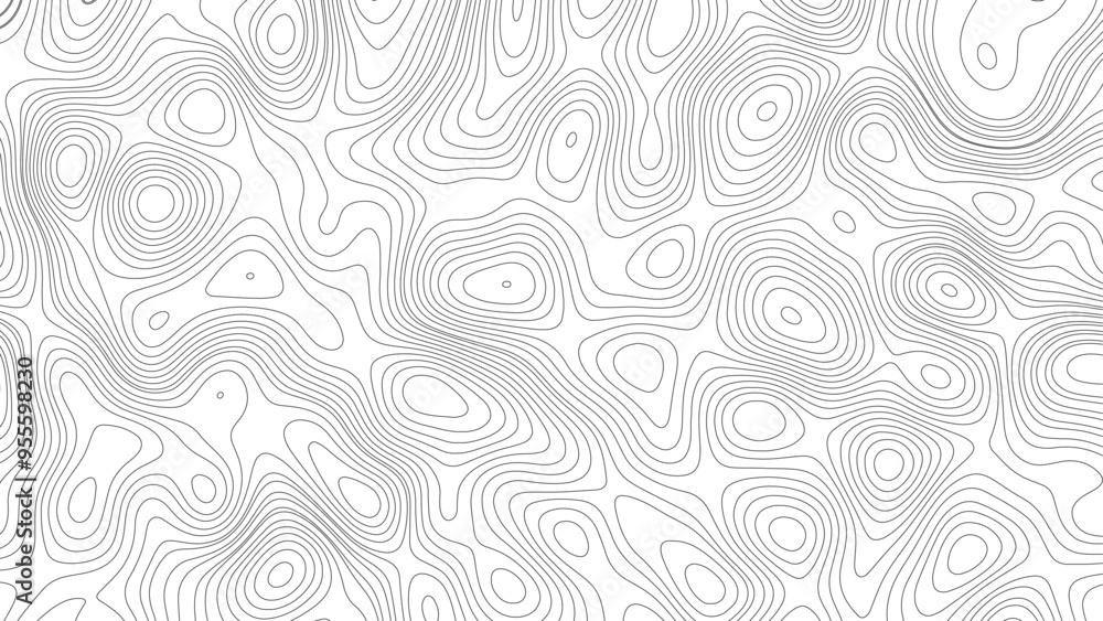Black on white contours topography stylized height of the lines. The concept of a conditional geography scheme and the terrain path, Modern design with White background with topographic wavy pattern Black on white contours topography stylized height of the lines. The concept of a conditional geography scheme and the terrain path, Modern design with White background with topographic wavy pattern