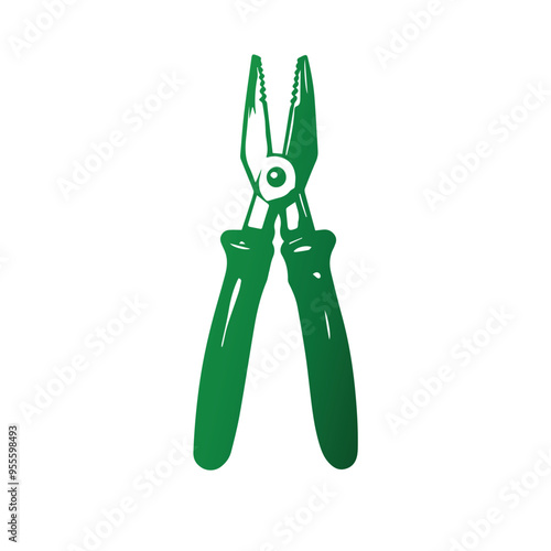 Green metal plier silhouette vector illustration design on white background.