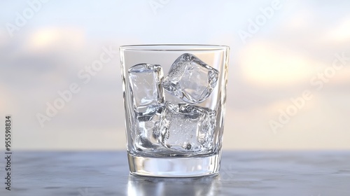 Empty glass with ice