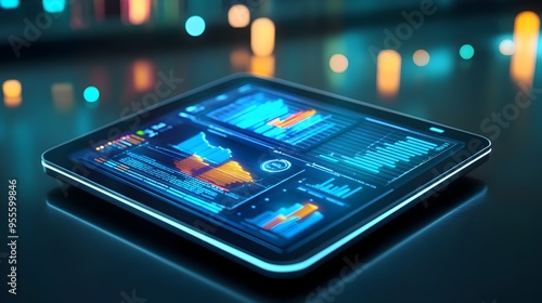 Infographic Touchscreen Device Displaying Website Optimization Metrics