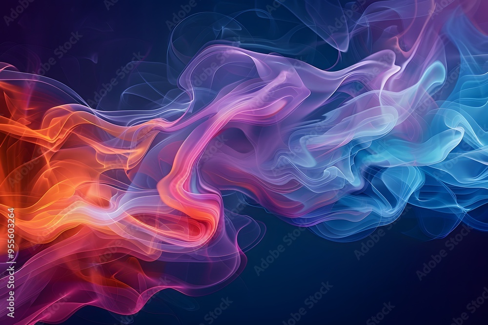 Ethereal Swirls of Colorful Smoke on a Dark Background Ethereal Swirls of Colorful Smoke on a Dark Background