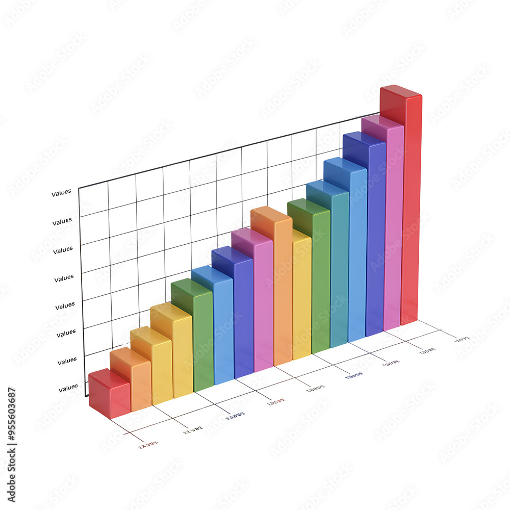 3D render of a multi-colored bar graph on transparent background 3D render of a multi-colored bar graph on transparent background