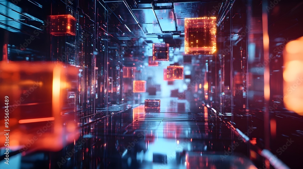 Visionary Web Design Concept with Suspended 3D Components and Holographic Data Visualizations Visionary Web Design Concept with Suspended 3D Components and Holographic Data Visualizations