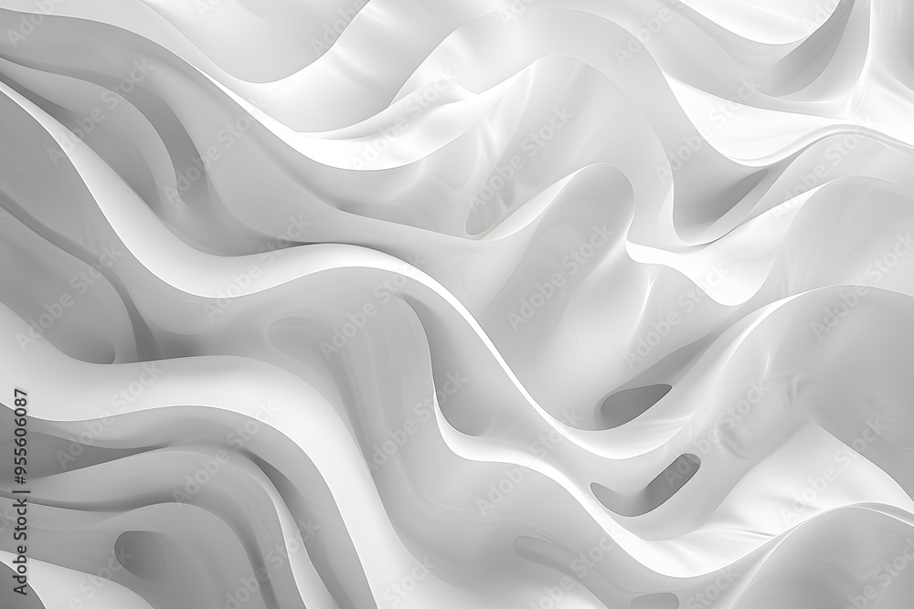 Elegant Flowing White Waves in Abstract Design Elegant Flowing White Waves in Abstract Design