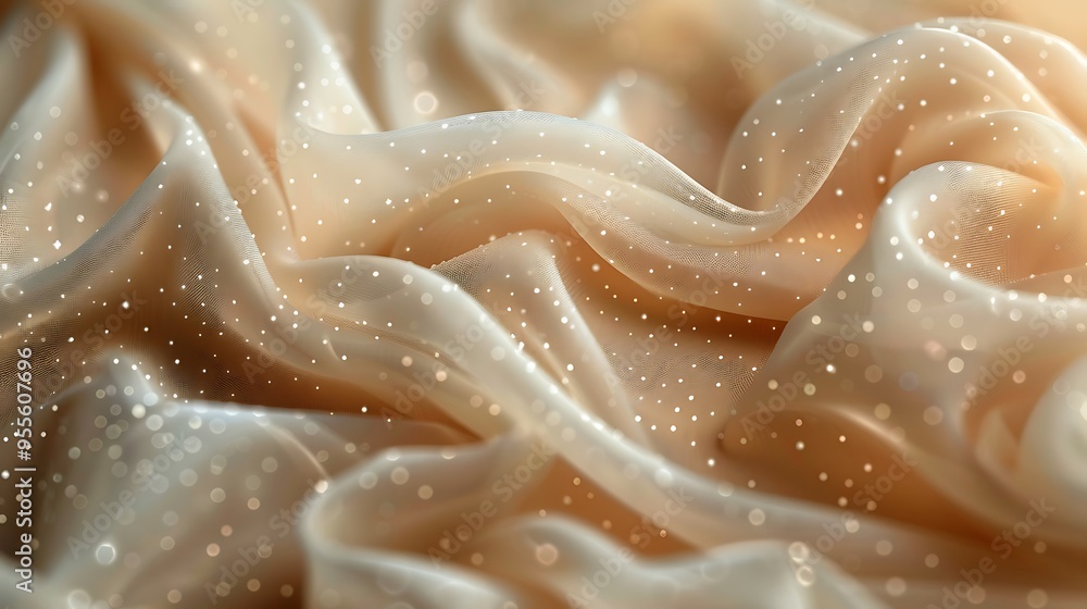 Abstract background of delicate, cream-colored fabric with a subtle shimmer. Abstract background of delicate, cream-colored fabric with a subtle shimmer.