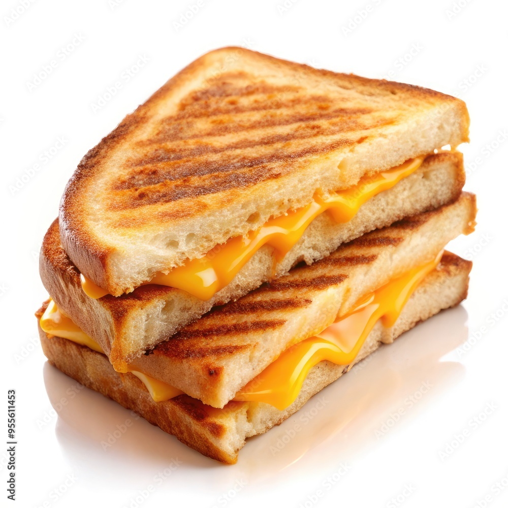 Deliciously toasted grilled cheese sandwich stacked on a white surface. Generative AI Deliciously toasted grilled cheese sandwich stacked on a white surface. Generative AI