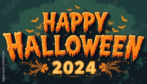 Happy Halloween 2024 Greeting Card with Dripping Text