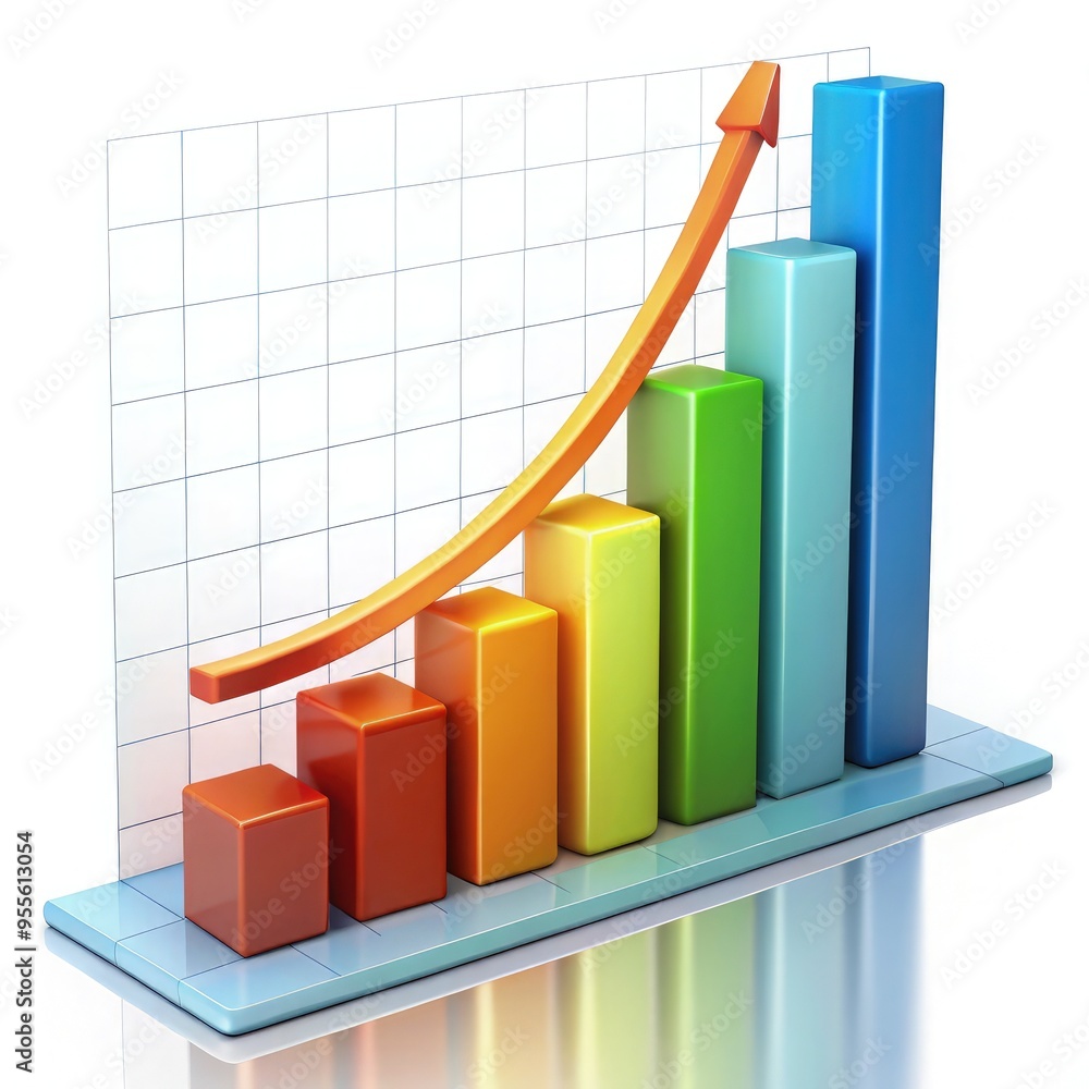 Bar chart displaying growth in performance metrics over time. Generative AI Bar chart displaying growth in performance metrics over time. Generative AI