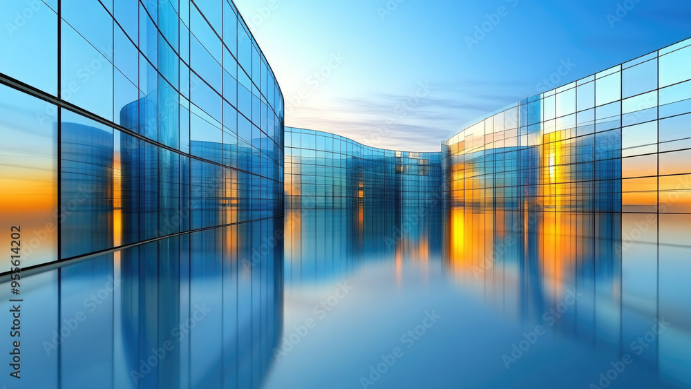 Modern skyscrapers reflecting clouds and blue sky Modern skyscrapers reflecting clouds and blue sky