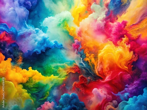 An Abstract Background With A Vibrant Palette Of Mixed Watercolor Paints Blending And Flowing Together, Creating A