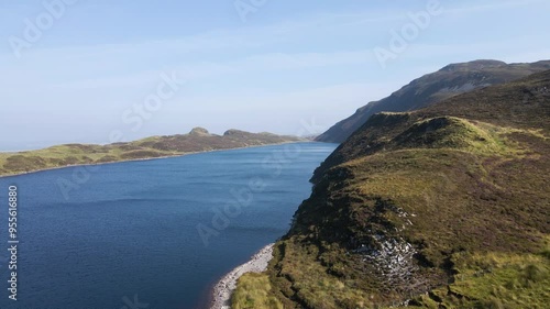 A blue lake in the mountains. Lough Salt, Donegal, Ireland photo