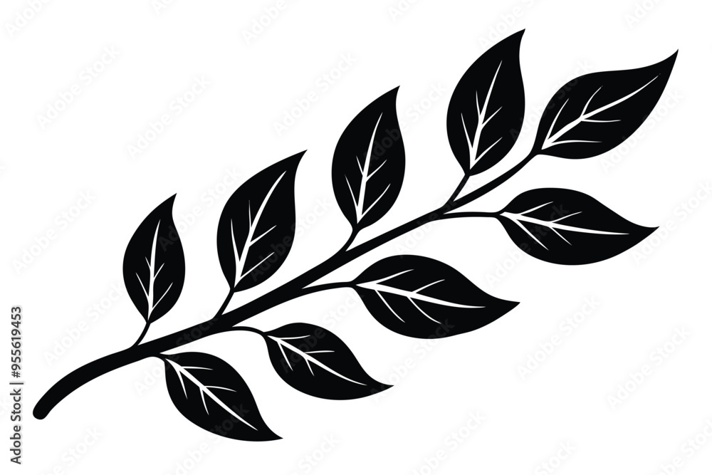 Leaves branch decorative vector image Silhouete isolated Leaves branch decorative vector image Silhouete isolated