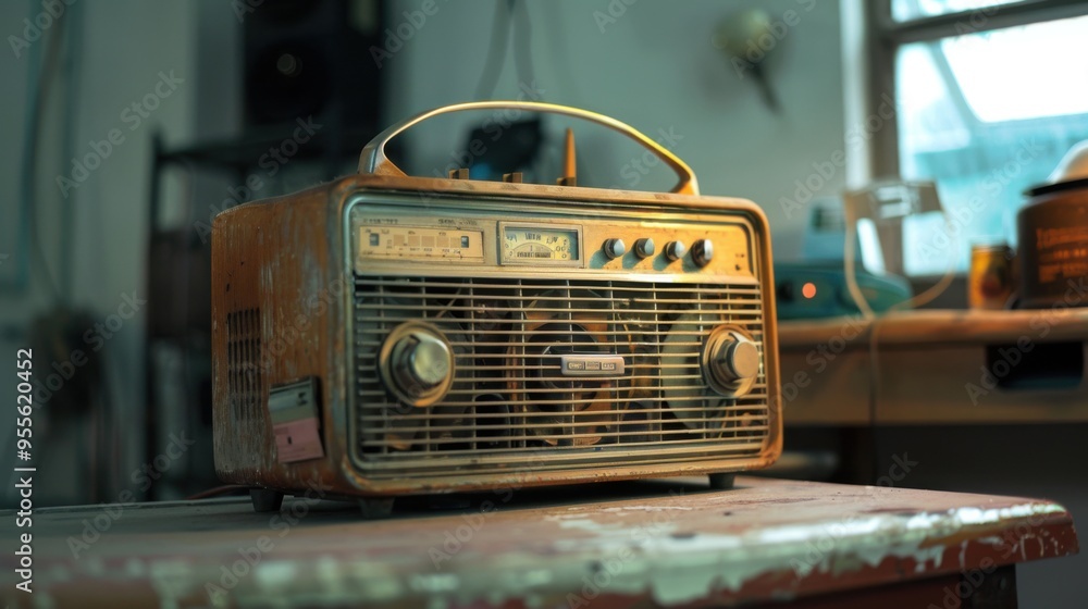 Fototapeta premium old radio isolated on white background