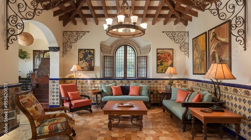 a spanish colonial style living room