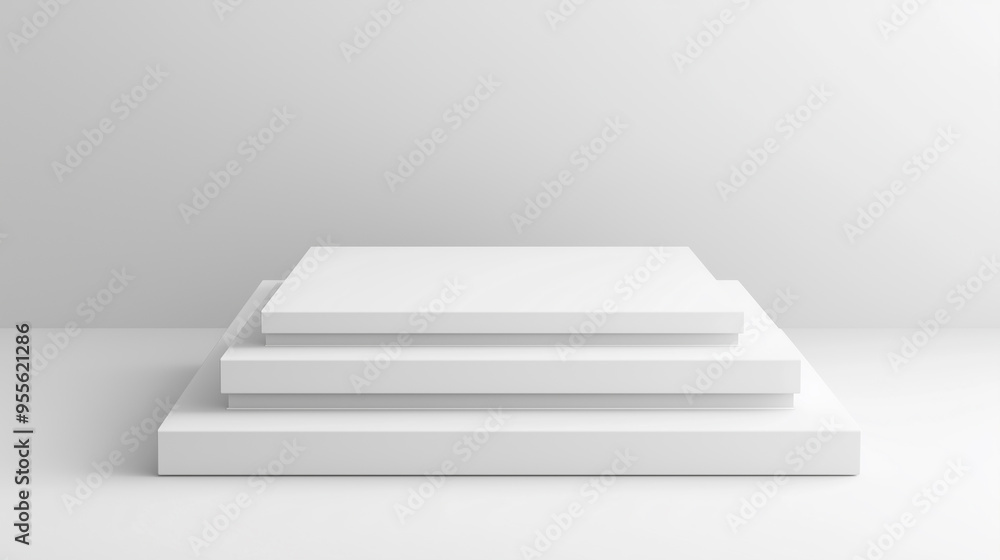 Empty white square platform podium on white background Empty white square platform podium on white background