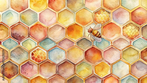 Delicate honeycomb patterns in soft, dreamy watercolors evoke a sense of whimsy and wonder, with gentle textures and