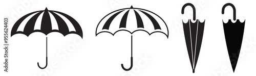 Umbrella icon set. Protection parasol symbol. Vector illustration isolated on white background