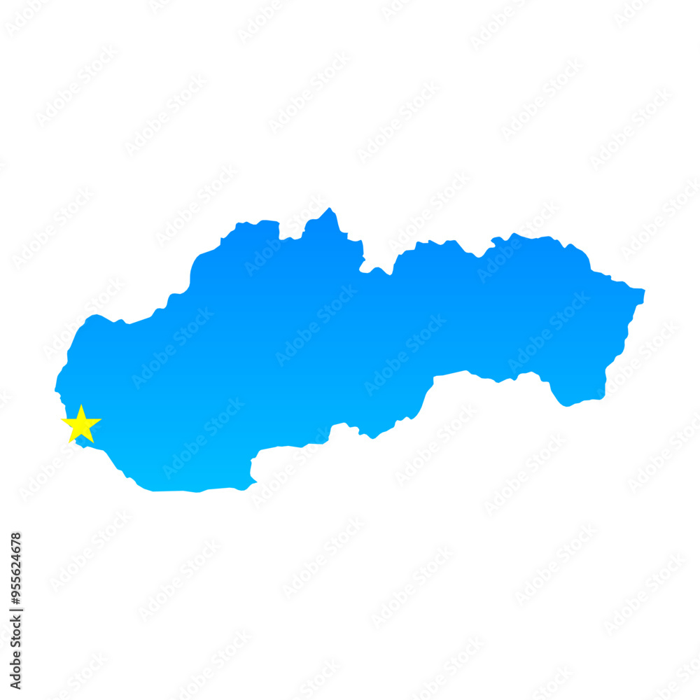 Map of Slovakia with its capital Bratislava in professional blue style Map of Slovakia with its capital Bratislava in professional blue style