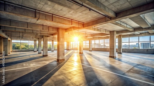 Wallpaper Mural Empty Concrete Interior Of Multi-Storey Car Park With Sunlight Coming Through Windows Torontodigital.ca