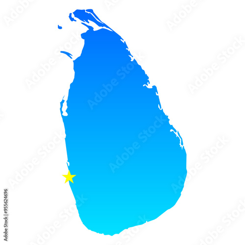 Map of Sri Lanka with its capital Colombo in professional blue style